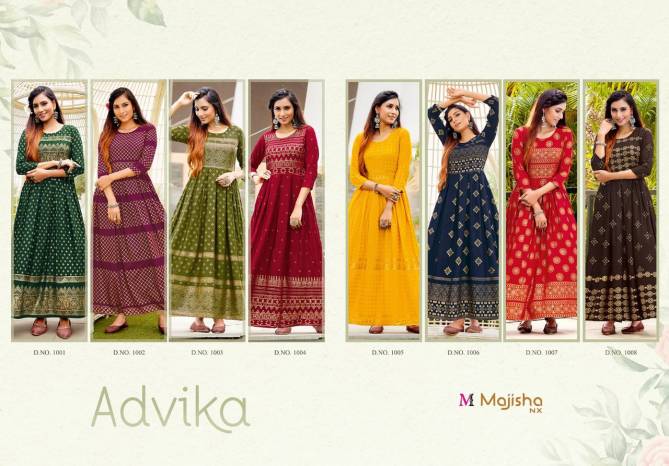 Majisha Nx Advika Latest Fancy Party Wear Rayon Printed Anarkali Kurti Collection